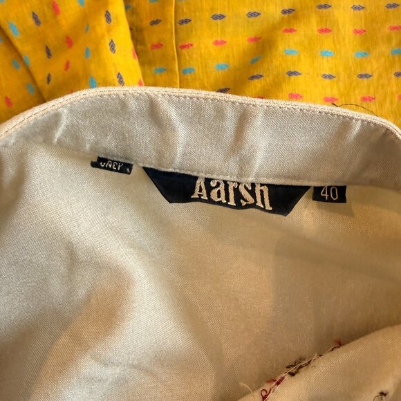 Beige/Tan Men's Kurta Top - Embroidered (M/L) - Picture 3 of 3